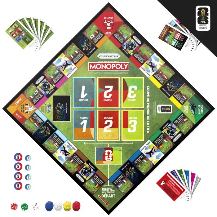 Monopoly Panini Prizm FIFA World Cup 2026, Jeu de société de football avec cartes, Coupe du Monde FIFA 2026, à partir de 8 ans