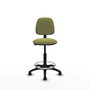 Tabouret Taburete Isso Contact permament de base Tissu Vert olive Structure polyamide noire Sans accoudoirs Sans appui-tête Roulettes en nylon 50 mm