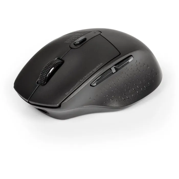Port Designs Souris Sans Fil 900715 PRO, Bluetooth et 2.4 GHz, Rechargeable, 5 Boutons, 6 Mois d'Autonomie, Ambidextre, Noir - Compatible Windows, Mac, Android