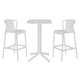 Ensemble Table + 2 Chaises Home ESPRIT Blanc Métal polypropylène 60 x 60 x 102 cm