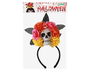 Tiare du jour des morts avec tête de mort et fleurs colorées