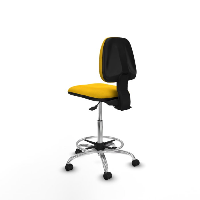 PIQUERAS Y CRESPO Tabouret Isso Asynchrone Tissu Jaune Structure Chromée