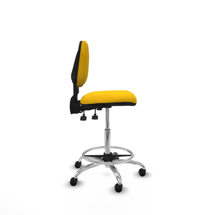 PIQUERAS Y CRESPO Tabouret Isso Asynchrone Tissu Jaune Structure Chromée