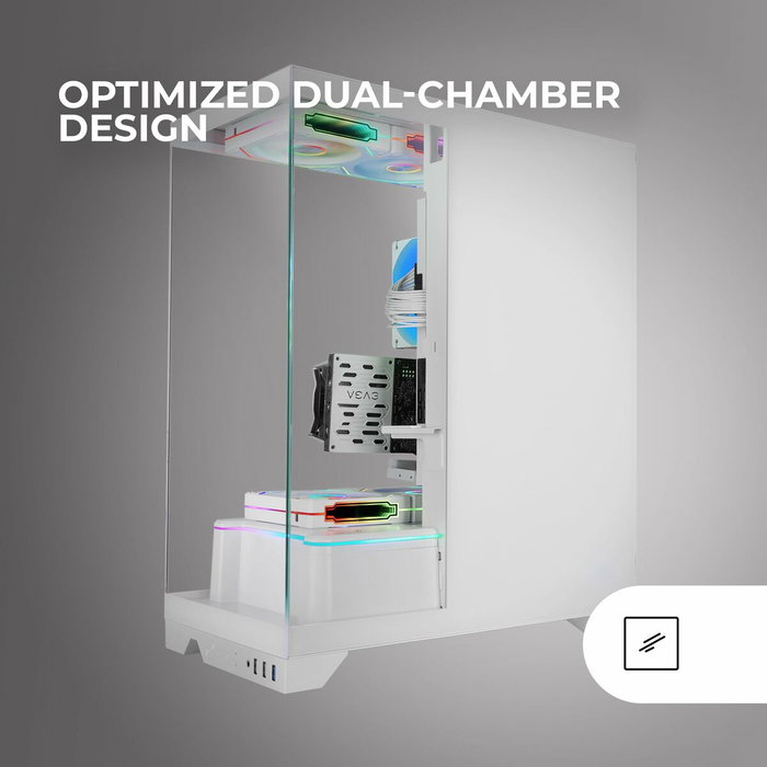 Boîtier ATX semi-tour Mars Gaming MCPRISMAW Blanc Boîtier ATX semi-tour Mars Gaming MCPRISMAW Blanc