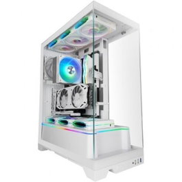 Mars Gaming MCPRISMAW Boîtier ATX Semitour blanche, vitre trempée triple, GPU max 430mm, 4x2.5"