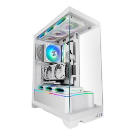 Mars Gaming MCPRISMAW Boîtier ATX Semitour blanche, vitre trempée triple, GPU max 430mm, 4x2.5"