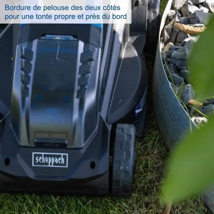 Scheppach Pack Tondeuse Robot BC-MP320-X 32 cm et Coupe-Bordure C-LT300-X 2 en 1 - Système 20V IXES avec 2 Batteries 4Ah et Chargeur