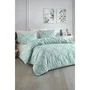 Parure de lit 1 housse de couette 220 x 240 cm + 2 taies d'oreiller 60 x 60 cm - 65% coton 35% polyester - Vert d'eau - King size