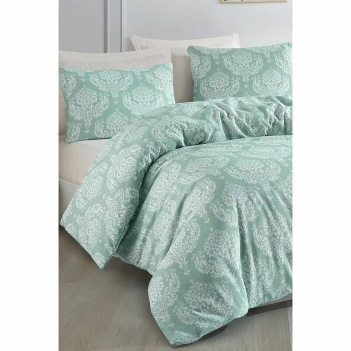 BigBuy Home Parure de lit Vert d'eau 220 x 240 cm, 3 pièces