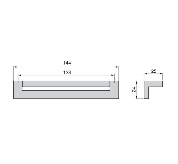 Emuca Lot de 5 poignées pour meubles Ribarroja, L144mm, entraxe 128mm, Zamak, Peint en noir