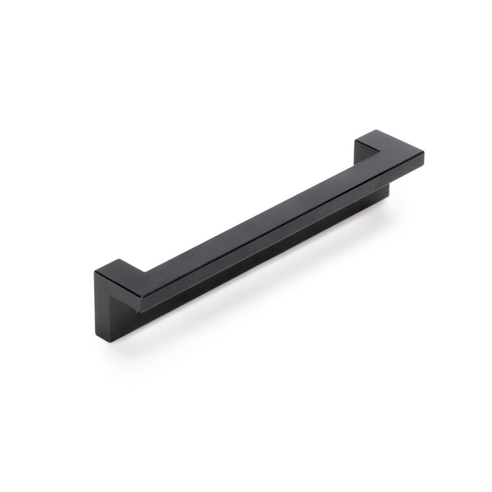 Emuca Lot de 5 poignées pour meubles Ribarroja, L144mm, entraxe 128mm, Zamak, Peint en noir