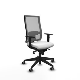 PIQUERAS Y CRESPO Chaise de bureau Horna, tissu blanc et maille grise, mécanisme synchrone