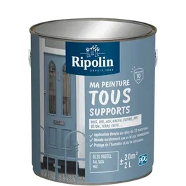 Ripolin Peinture multi-supports Mat, 2L, RAL 5024 Bleu pastel - Pour bois, métal, béton, PVC - Résistante aux intempéries, UV, humidité et corrosion