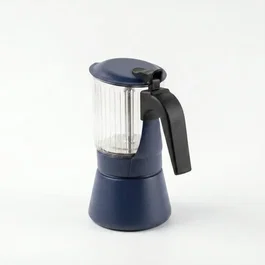 Inoxibar Cafetière italienne Clair 6 tasses Bleu en verre borosilicaté induction soupape sécurité