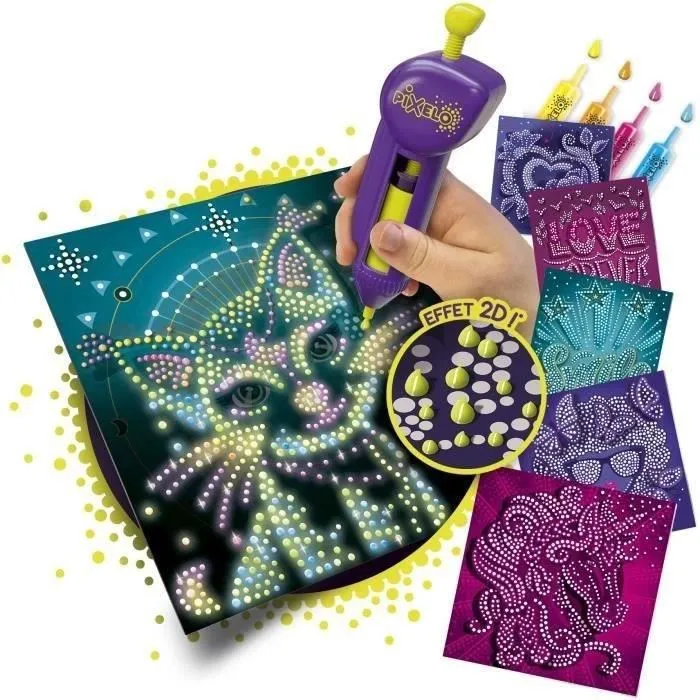 Lansay Pixelo Phospho 2D 20285 - Jeu de coloriage phosphorescent brillant dans le noir, à partir de 7 ans, sans piles