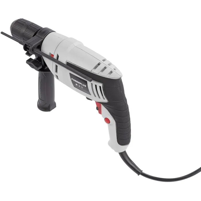 Powerplus - Perceuse à percussion électrique 600 W, 35 000-48 000 cps/min, pour béton, acier, bois, avec butée de profondeur et poignée auxiliaire réglable