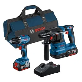Bosch Professional Combo-kit Perceuse-visseuse sans fil GSR 18V-45 et marteau perforateur GBH 18V-22 avec batterie 4,0 Ah - Outils électroportatifs professionnels