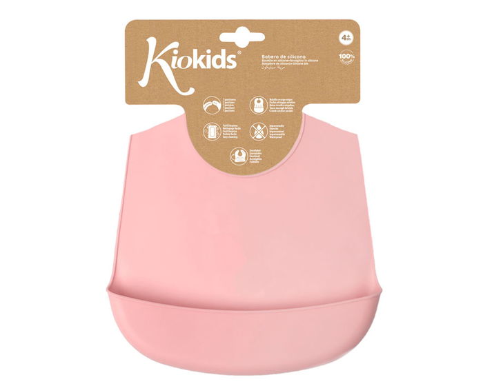 KioKids Babero Blandito en Silicona Rose - Bavoir imperméable ajustable avec poche attrape-miettes, recommandé +4 mois KioKids Babero Blandito en Silicona Rose - Bavoir imperméable ajustable avec poche attrape-miettes, recommandé +4 mois