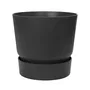 Elho Pot de fleurs rond Greenville - Noir - Résistant au gel - Avec réserve d'eau intégrée - Ø 47 x H 44 cm - 100% plastique recyclé