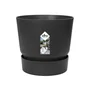 Elho Pot de fleurs rond Greenville - Noir - Résistant au gel - Avec réserve d'eau intégrée - Ø 47 x H 44 cm - 100% plastique recyclé
