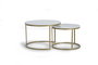 GINER Y COLOMER - Set de 2 Tables Basses en Marbre et Métal, Coloris Doré, Diamètres 70 cm et 55 cm, Hauteurs 48 cm et 42 cm, Assemblage Requis