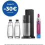 Sodastream DUO Machine à soda et eau pétillante - Noire - Avec 2 carafes en verre de 1L et 1 recharge de gaz de 60L - Compatible bouteilles sans BPA