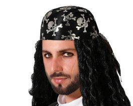 Atosa Bonnet de Pirate Argenté à Crânes pour Homme Adulte