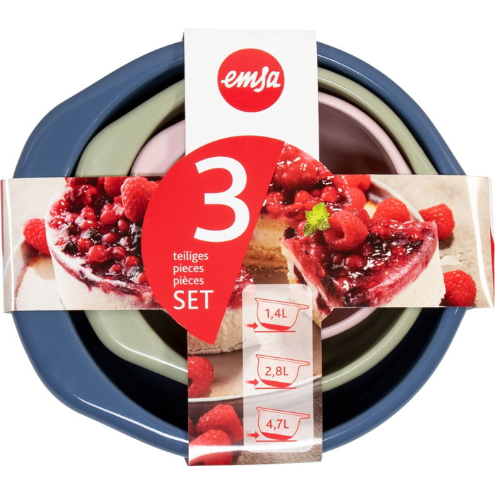 Emsa Ensemble de bols de mélange colourful Prep & Bake 3 pièces