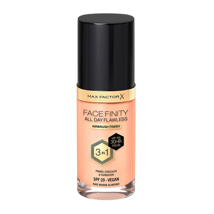 Max Factor FACEFINITY ALL DAY Flawless fond de teint 3 en 1 N45-amande chaude Max Factor FACEFINITY ALL DAY Flawless fond de teint 3 en 1 N45-amande chaude