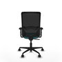 Chaise Zulema Synchro 3 positions tissu Turquoise Maille Noir Base en nylon noir Accoudoir 2D Sans appui-tête Roulettes 65mm nylon