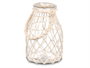 GIFTDECOR Porte-bougie en verre et corde blanc transparent 17 x 27 x 17 cm (Set de 4)