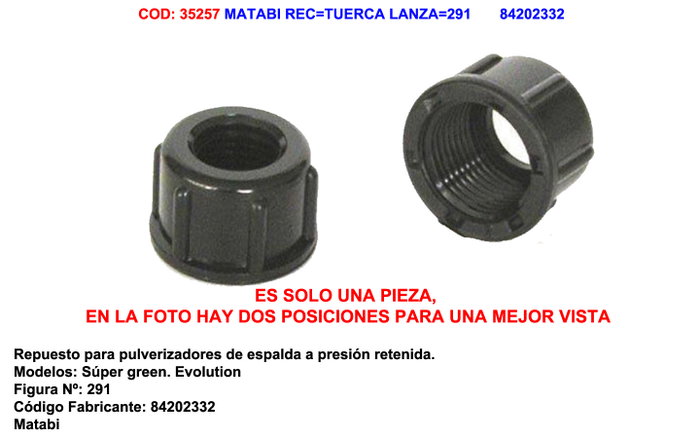MATABI Écrou de lance 291 84202332 MATABI Écrou de lance 291 84202332