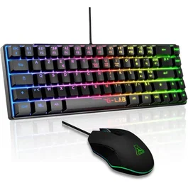 The G-Lab Combo Hydrogen BKG - Pack gamer clavier et souris filaires - Clavier 60% Azerty noir avec switches précis et souris 6400 DPI - pour gaming et bureau
