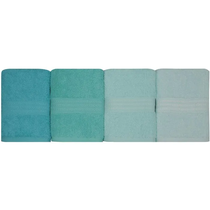 Ensemble de 4 serviettes de main en coton 100% - 50 x 90 cm - Vert marin
