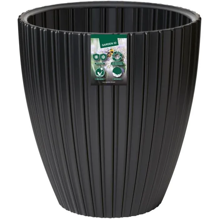 Garden ID - Pot de fleurs FANCY - Noir - 40 x 42 cm - Résistant au gel et aux UV - Pour jardin, balcon ou intérieur