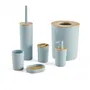 Today Lot de 6 accessoires de salle de bain Utility en plastique et bambou bleu : Distributeur de savon, gobelet, porte-brosse à dents, porte-savon, brosse WC, poubelle