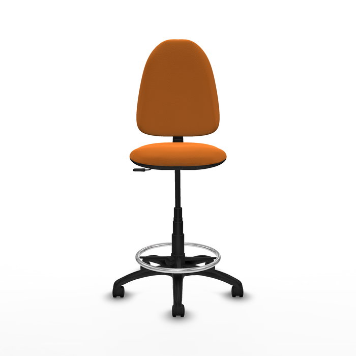 Tabouret Aýna taburete Contact permament de base Cuir écologique Orange Structure polyamide noire Sans accoudoirs Sans appui-tête Roulettes en nylon 50 mm