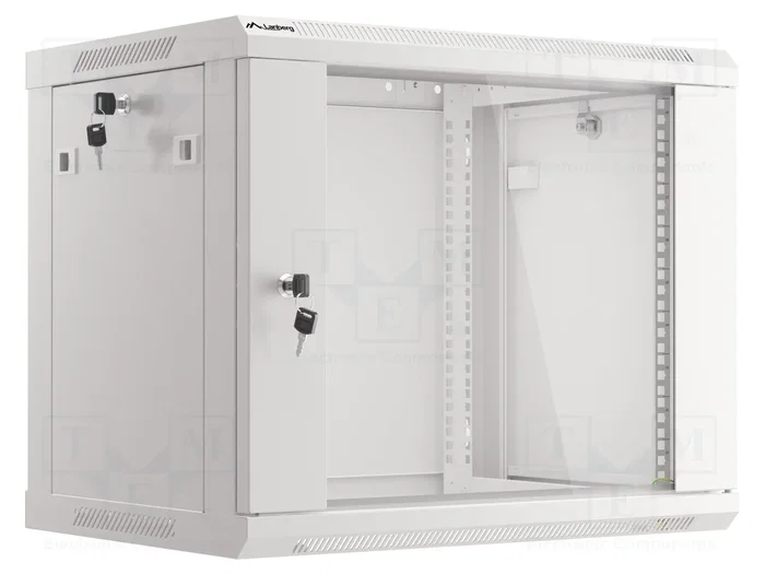 Lanberg Armoire rack murale 19 pouces 9U 600x450 gris avec porte verre