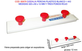 GISDALIA FINSTOCK Percha en plastique rouge avec 3 pommeaux