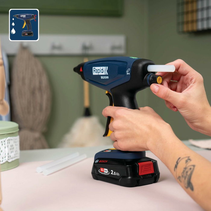 Rapid BGX500 Pistolet à colle 18V pour colle Ø 12mm (sans batterie) Rapid BGX500 Pistolet à colle 18V pour colle Ø 12mm (sans batterie)
