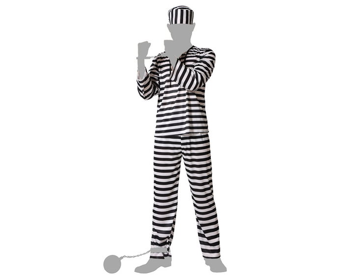 Disfraz Preso Hombre Adulto Blanco y Negro XS-S