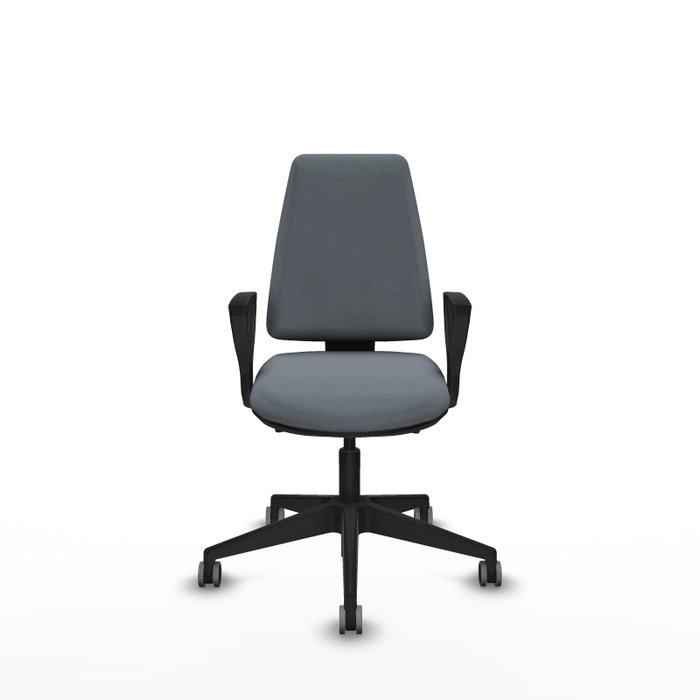 PIQUERAS Y CRESPO Chaise Elche Asynchrone Tissu Gris Base pyramidale noire