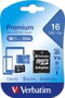 Verbatim Carte mémoire microSDHC 16 Go, Classe 10, 10 Mo/s, pour smartphone, GPS, appareil photo avec adaptateur SD