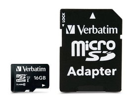 Verbatim Carte mémoire microSDHC 16 Go, Classe 10, 10 Mo/s, pour smartphone, GPS, appareil photo avec adaptateur SD