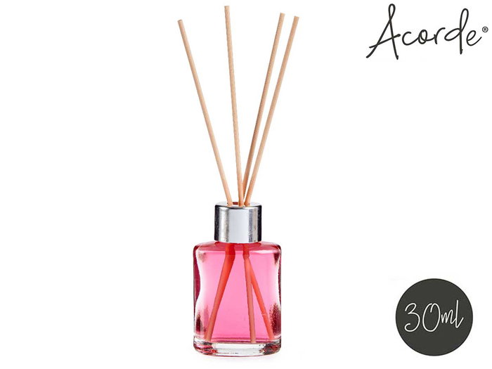 Acorde Mikado 30 ml Fruits Rouges Diffuseur à Bâtonnets en Verre et Rotin 4x8x3 cm (Set de 24)