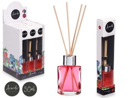 Acorde Mikado 30 ml Fruits Rouges Diffuseur à Bâtonnets en Verre et Rotin 4x8x3 cm (Set de 24)