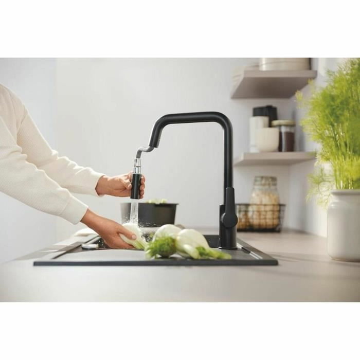 Grohe Start Mitigeur de cuisine avec douchette, noir mat