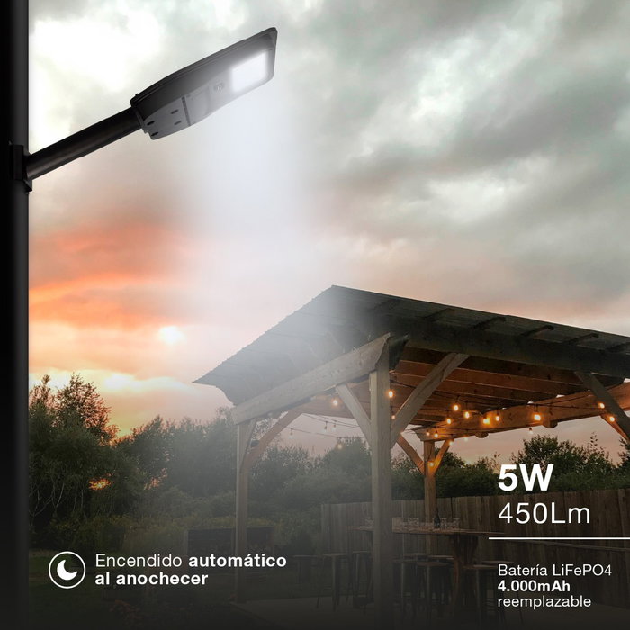 GSC Evolution Farola Solar LED Buat avec capteur de mouvement et crépusculaire 5W 6500K IP65