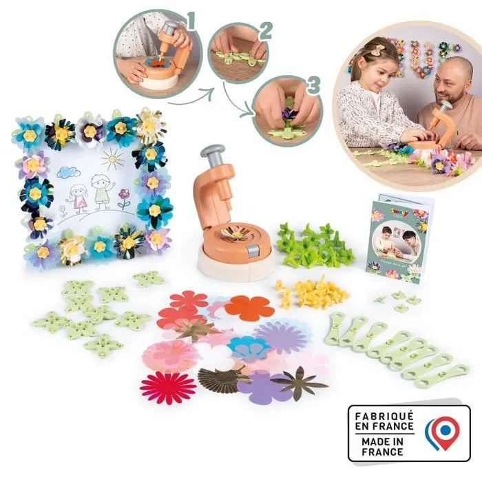 Smoby - Loisir créatif Set Décoration Fleurs avec 200 Accessoires pour Enfants - Objets Décoratifs - Fabriqué en France