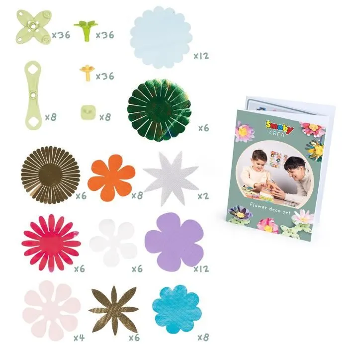 Smoby - Loisir créatif Set Décoration Fleurs avec 200 Accessoires pour Enfants - Objets Décoratifs - Fabriqué en France